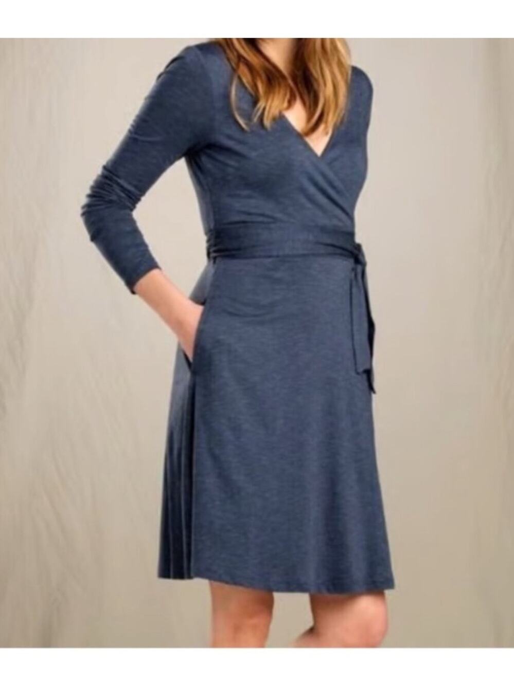 Toad & Co Cue Wrap Long Sleeve Dress w/ Tie Belt M